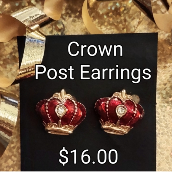 Avon Crystal Crown  Pierced Earrings (c) - Picture 5 of 9
